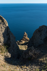 Fototapeta na wymiar Rock Ivan the Robber in the reserve Karadag, Crimea