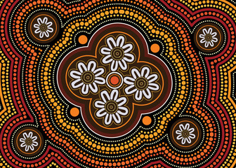 Aboriginal dot art vector painting. Connection concept