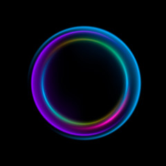 Neon abstract circle background with colorful shine. Vintage vector illustration. Illustration for advertising, banner, card.