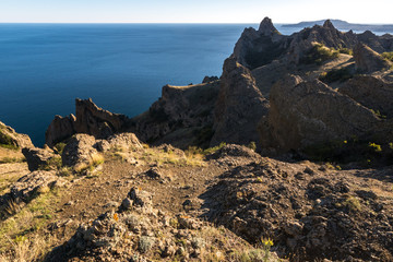 View of the mountain range Hoba-Tepe, Karadag Reserve