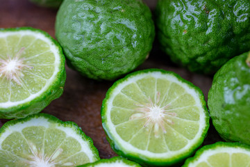 juicy sliced citrus bergamot fruit for hair herbal concept