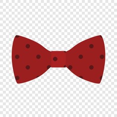 Red dotted bow tie icon. Flat illustration of red dotted bow tie vector icon for web design