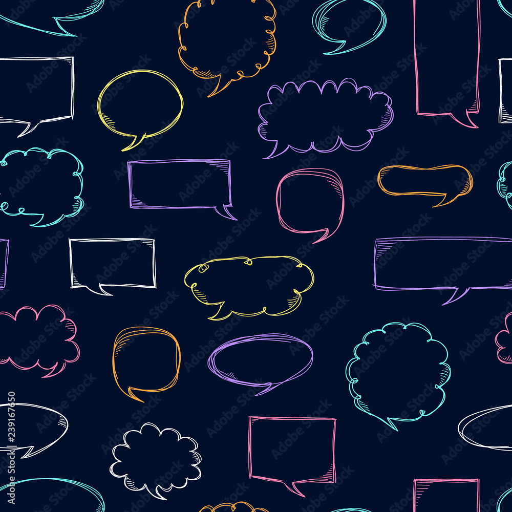 Aufkleber speech bubbles pattern. message frames. doodles background. scribble frames. sketch. hand drawn effe