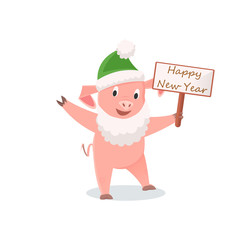 New Year, Pig in Santa Costume, Zodiac Animals