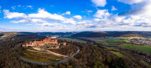 Aerial view, Breuberg castle, Hesse, Germany