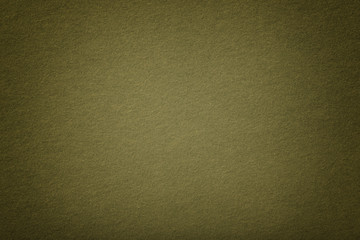 Dark green matt suede fabric closeup. Velvet texture of felt.
