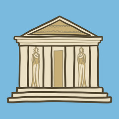 Greek temple icon. Hand drawn illustration of greek temple vector icon for web design