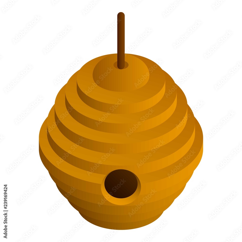 Poster tree bee hive icon. isometric of tree bee hive vector icon for web design isolated on white backgrou