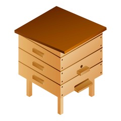 Wood bee hive icon. Isometric of wood bee hive vector icon for web design isolated on white background