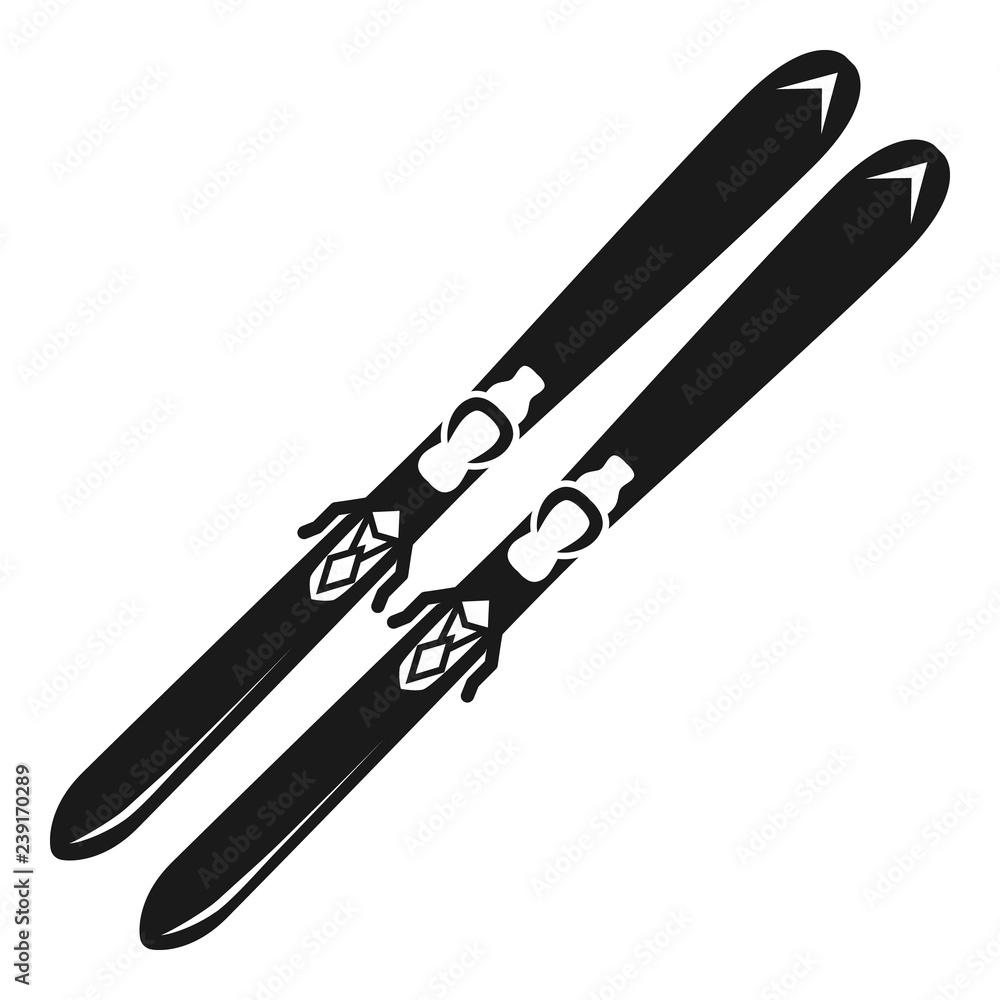 Poster skis icon. simple illustration of skis vector icon for web design isolated on white background
