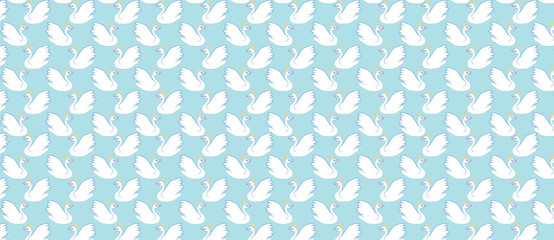 pattern with a white swan on a blue