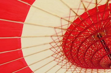 Traditional red and white umbrella texture background