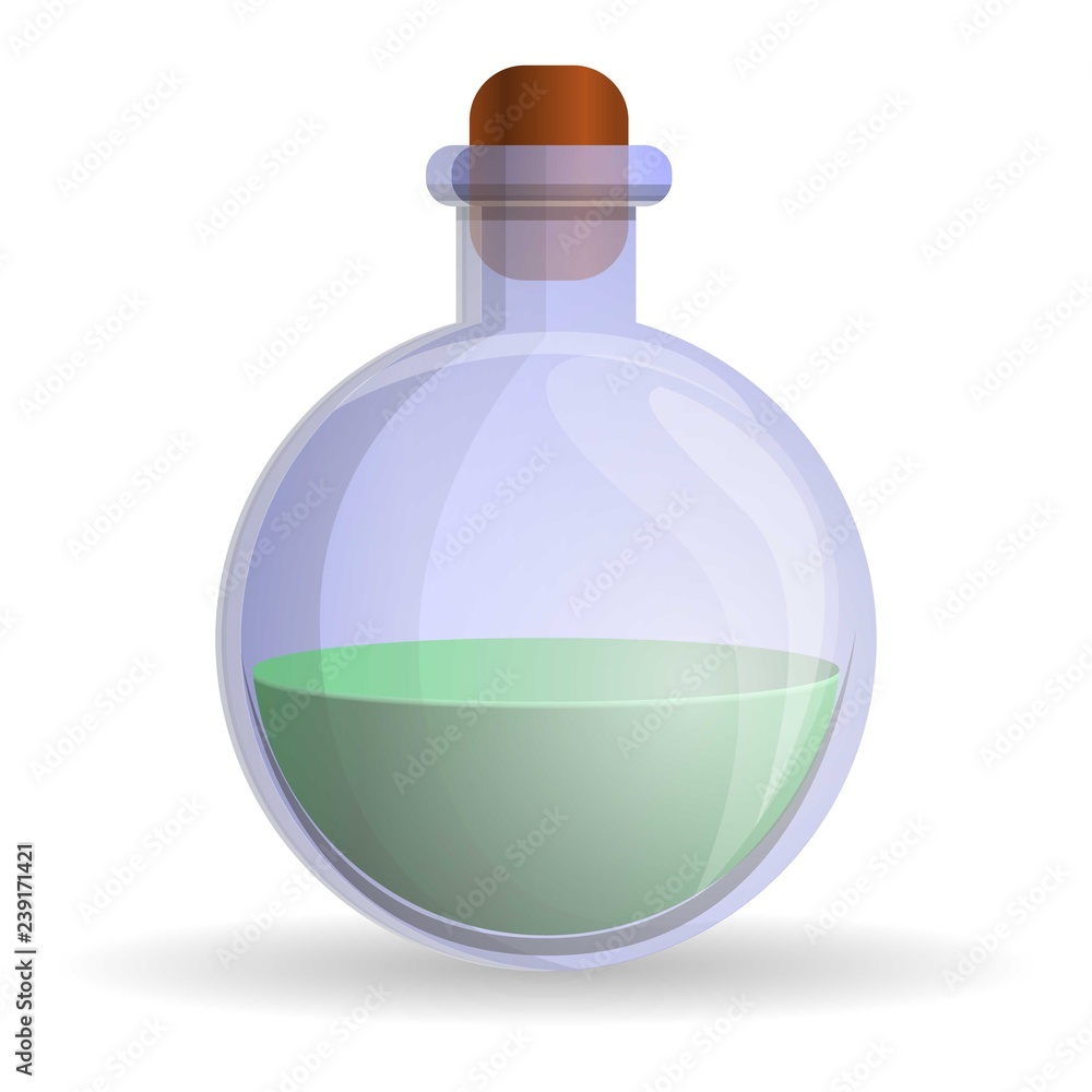 Poster green flask icon. cartoon of green flask vector icon for web design isolated on white background