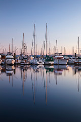 Fototapeta na wymiar poulsbo, washington state, marina with boats at sunset
