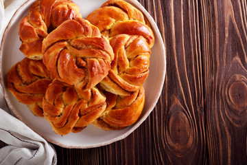 Cinnamon buns on plate