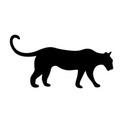 Black tiger silhouette isolated on white background. Element for decoration. Vector illustration