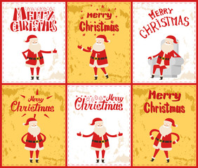 Merry Christmas with Santa Posing in Images Vector
