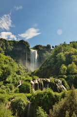 Marmore Falls is a man-made waterfall created by the ancient Romans located near Terni, Italy