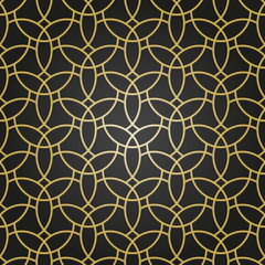 Seamless black and golden ornament. Modern background. Geometric modern pattern