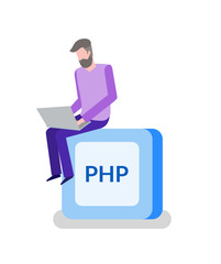 PHP Button, Programming or Coding, Man Programmer