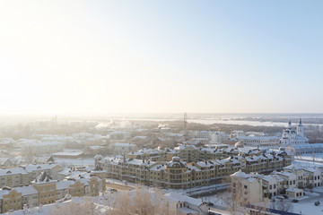 Fototapeta premium winter cityscape, view from the top of the house