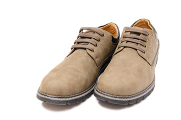 Brown suade shoes isolated on white background