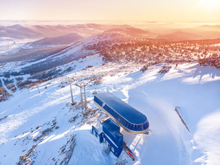 winter ski resort Sheregesh - obrazy, fototapety, plakaty
