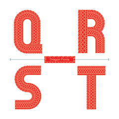 Alphabet Red Dragon texture style in a set QRST