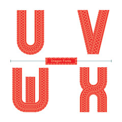 Alphabet Red Dragon texture style in a set UVWX
