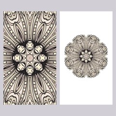 Business Cards, Invitations or Flyaer. Floral mandala Pattern. Oriental Design Layout. Vector Illustration