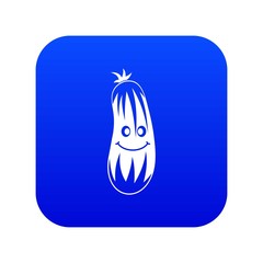 Fresh smiling cucumber icon digital blue for any design isolated on white vector illustration