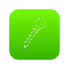 Pipette icon green vector isolated on white background