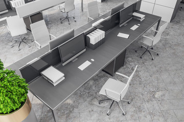 Top view of concrete office