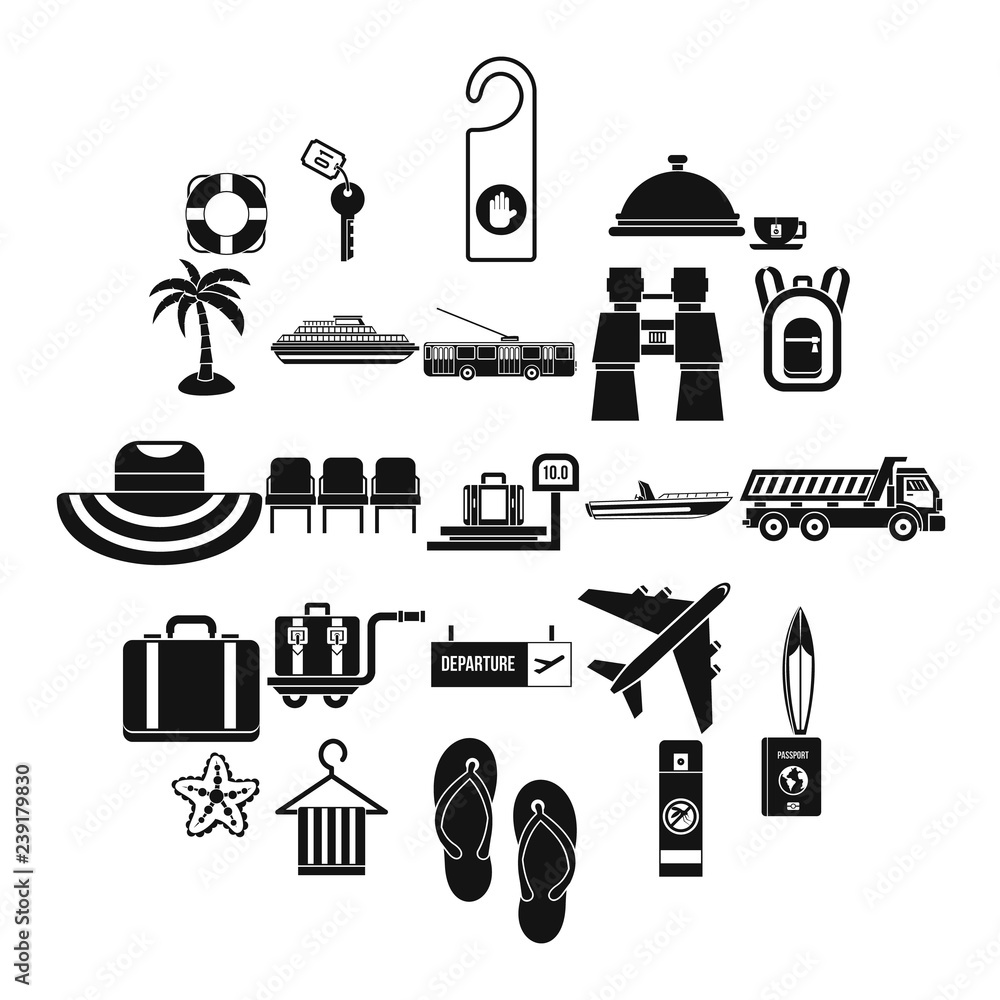 Poster travel guide icons set. simple set of 25 travel guide vector icons for web isolated on white backgro