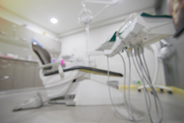 Abstract blurred background of a dentist,Dentist's Chair,Dentist Office.