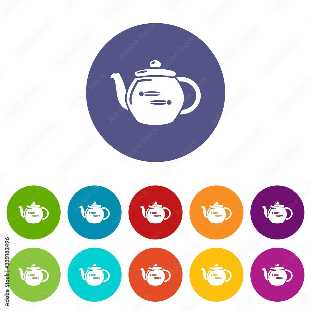Poster kettle household icons color set vector for any web design on white background