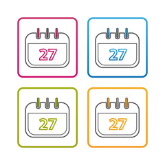 Calendar - Outline Styled Icon - Editable Stroke - Colorful Vector Illustration - Isolated On White Background