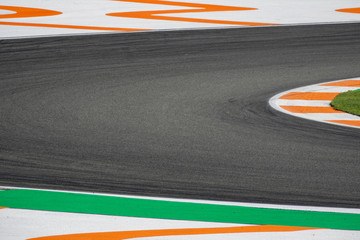 Grand prix racing circuit curve detailed view