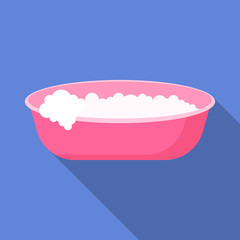 Pink wash basin icon. Flat illustration of pink wash basin vector icon for web design