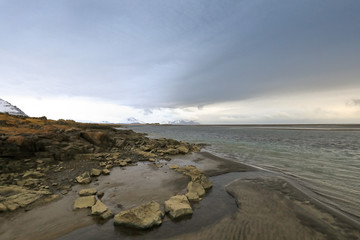 Mountains with snow and clouds