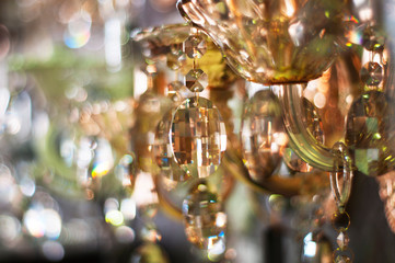 Crystal chandelier with glitter closeup background image