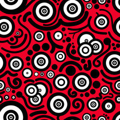 Fototapeta premium Doodles with circles smiles face concept seamless pattern texture background vector illustration