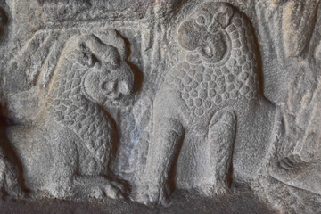 Chennai, Tamilnadu - India - September 09, 2018: Stone Sculptures of Mahabalipuram