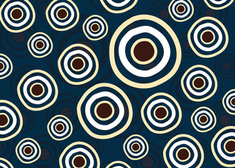 Aboriginal dot art vector circle pattern background. 