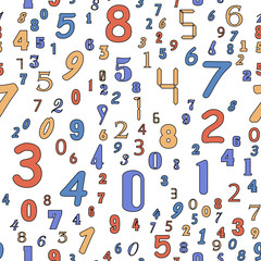 Numbers, education, school concept. Seamless vector EPS 10 pattern. Flat style