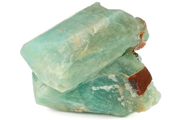 amazonite from Crystal Peak, Colorado isolated on white background