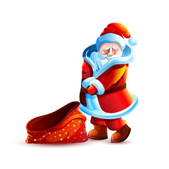 santa claus shy flirtatious and bag without gift