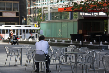 Terrasse et fontaine à Philadelphie, USA