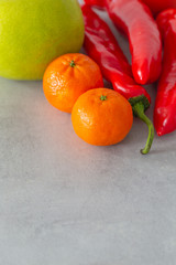 fruits and vegetables on the kitchen counter
