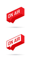 On Air sign, emblem, logo. Live stream symbol. Speech bubble. Vector illustration.